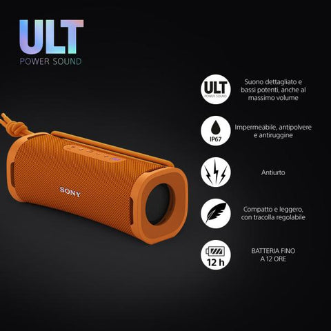 Sony ULT FIELD 1 - Speaker portatile wireless Bluetooth con ULT POWER SOUND, bassi potenti, IP67, impermeabile, antipolvere, antiurto, batteria da 12 ore, qualità chiamata chiara, anche da esterno, v