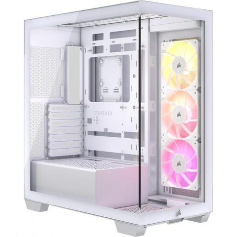 CORSAIR 3500X ARGB WHITE MID-TOWER ATX CASE PER PC VETRO PANORAMICO TEMPERATO COMPATIBILE CON SCHEDA MADRE A CONNESSIONE INVERSA 3 x VENTOLE CORSAIR RS120 ARGB INCLUSE BIANCO