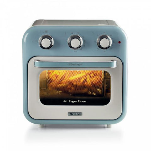 Ariete 4632 Friggitrice ad aria e forno Vintage, 1400W, 2in1, Capacità 16L, Accessori inclusi, Timer 60 minuti, Doppio vetro, Celeste