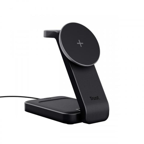 TRUST VIRO 3 IN 1 CARICABATTERIE MAGNETICO 20 W PER iPHONE - APPLE WATCH - AIRPODS CON STAND RICHIUDIBILE NERO
