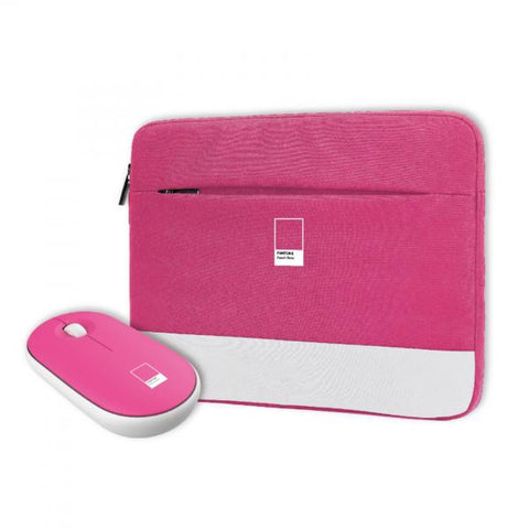 PANTONE KIT CUSTODIA PER NOTEBOOK FINO A 16" + MOUSE WIRELESS CLICK SILENZIOSO DPI REGOLABILI PINK