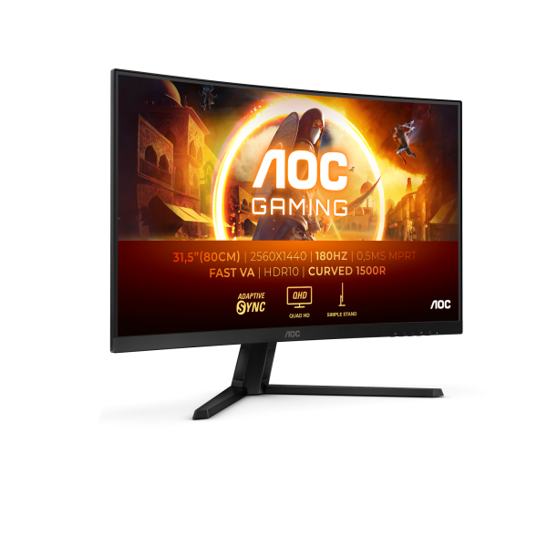 AOC G4 CQ32G4VE Monitor PC 81,3 cm (32") 2560 x 1440 Pixel Quad HD LCD Nero, Grigio