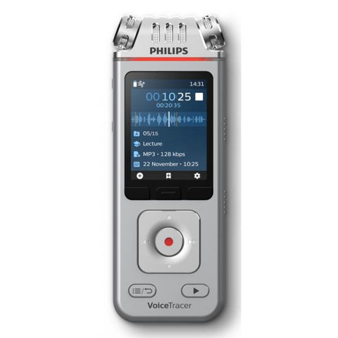 Philips DVT4115 Digital Voice Tracer Flash card Cromo, Argento