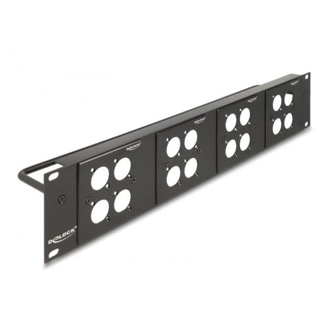 DeLOCK Pannello patch Tipo-D da 19? con 4 piastre Tipo-D 86 x 86 mm e 4 porte 2U nero