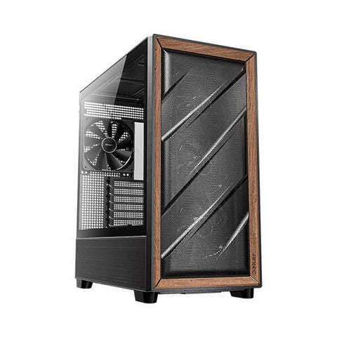 Antec 0-761345-10133-2 computer case Midi Tower Nero, Legno (Antec FLUX Mid Tower PC Case - Tempered Glass, Black/Wood, 5 PWM Fans, USB-C, E-ATX/ATX/mATX/ITX Compatibility)