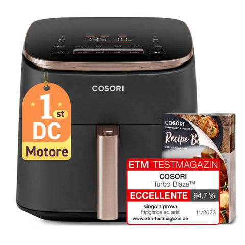 Cosori Turbo Blaze Singolo 6 L Indipendente 1725 W Friggitrice ad aria calda Nero, Oro rosa