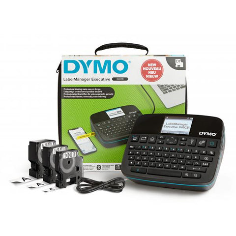 DYMO LabelManager Executive 640 CB Stampante per etichette portatile con custodia e 3 cassette di etichette D1 Etichettatrice compatta con tastiera QWERTY Connettivit Bluetooth e USB (DYMO Labe