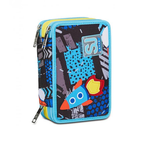 SEVEN SJ GANG GO TO SPACE ASTUCCIO 3 SCOMPARTI IN POLIESTERE CON RIEMPIMENTO BLU