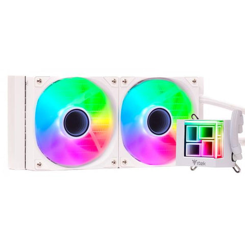 COOLER ITEK "HYDRO CUBE 240B" 240MM (RAFF. A LIQUIDO) ARGB, PWM FAN,SKT UNIVERSALE - WHITE - ITLCHCA240W
