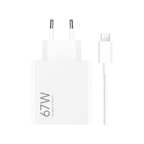 XIAOMI HYPER CHARGER COMBO CARICABATTERIE DA RETE 67 W USB-A CAVO USB-A USB-C BIANCO