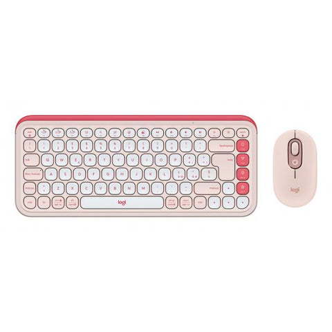 LOGITECH POP ICON COMBO KIT TASTIERA QWERTY + MOUSE BLUETOOH BIANCO ROSA