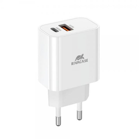 RIVACASE CACARICABATTERIE DA RETE 20 W PD 1 x USB-A 1 x USB-C BIANCO