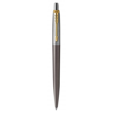 PARKER JOTTER PENNA A SFERA TRATTO 1 mm FUSTO LACCATO GRIGIO PENNINO DORATO INCHIOSRTO BLU CONFEZIONE REGALO