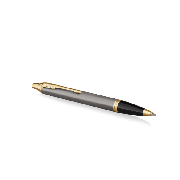 PARKER IM PENNA A SFERA PUNTA M FUSTO LACCATO GRIGIO PENNINO DORATO INCHIOSTRO BLU CONFEZIONE REGALO