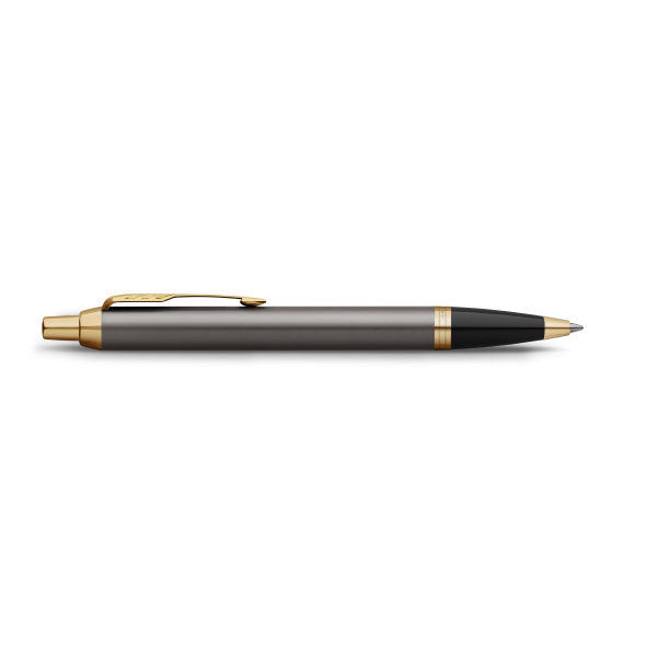 PARKER IM PENNA A SFERA PUNTA M FUSTO LACCATO GRIGIO PENNINO DORATO INCHIOSTRO BLU CONFEZIONE REGALO