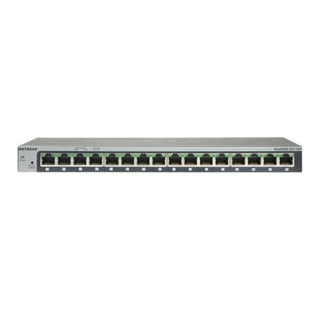 NETGEAR GS116GE SWITCH NON GESTITO 16 PORTE GIGAGBIT RJ-45 10/100/1000Mbps NERO