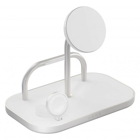 ZENS ZEDC29W/00 Caricabatterie per dispositivi mobili Cuffie, Smartphone, Orologio intelligente Argento, Bianco AC, USB Carica wireless Ricarica rapida Interno