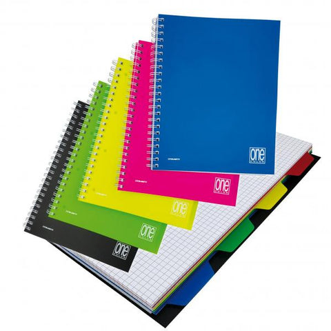 BLASETTI 7738 QUADERNO SPIRALATO CON 4 DIVISORI 210X297 mm A4 70 GR 120 FOGLI A QUADRETTI 5M COLORI ASSORTITI CONF 3 Pz.