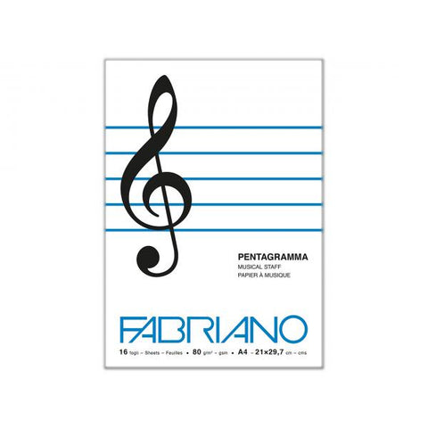 FABRIANO QUADERNO MUSICA PENTAGRAMMATO 210X297 mm 16 FOGLI BIANCO CONF 10 Pz.