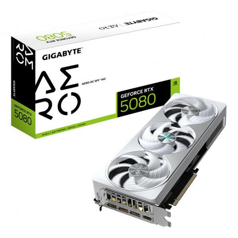 GIGABYTE GeForce RTX 5080 AERO OC SFF 16G Scheda Grafica - 16GB GDDR7, 256 bit, PCI-E 5.0, 2730MHz Core Clock, 3 x DisplayPort, 1 x HDMI, GV-N5080AERO OC-16GD