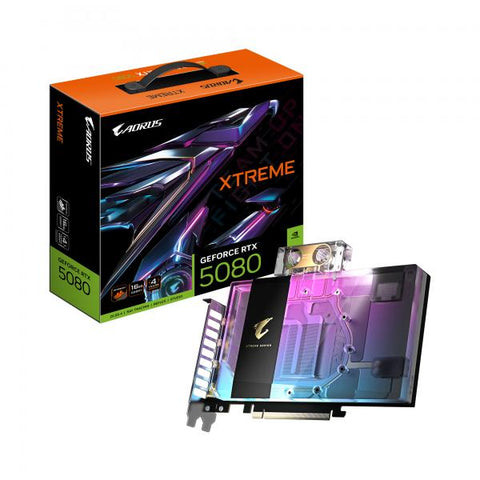 GIGABYTE AORUS GeForce RTX 5080 XTREME WATERFORCE WB 16G Scheda Grafica - 16GB GDDR7, 256 bit, PCI-E 5.0, 2805MHz Core Clock, 3 x DP 2.1a, 1 x HDMI 2.1b, NVIDIA DLSS 4, GV-N5080AORUSX WB-16GD