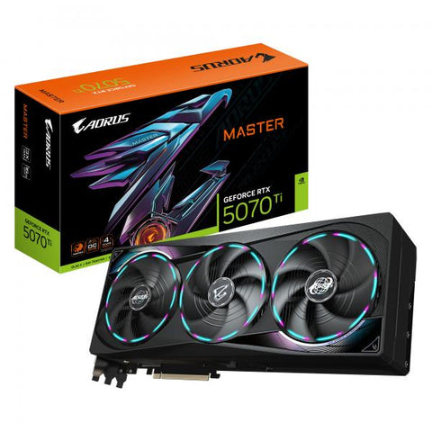 GIGABYTE AORUS GeForce RTX 5070 Ti MASTER 16G Scheda Grafica - 16GB GDDR7, 256 bit, PCI-E 5.0, 2670 MHz Core Clock, 3 x DP 2.1a, 1 x HDMI 2.1b, NVIDIA DLSS 4, GV-N507TAORUS M-16GD