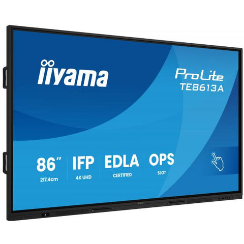iiyama TE8613A-B1AG visualizzatore di messaggi Pannello piatto interattivo 2,17 m (85.6") Wi-Fi 450 cd/m 4K Ultra HD Nero Touch screen Processore integrato Android 18/7