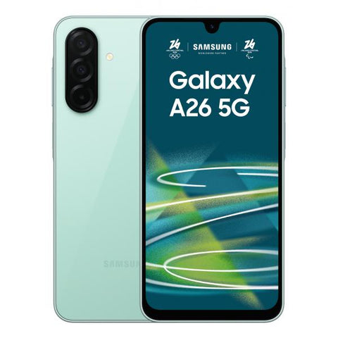 Samsung Galaxy A26 5G, Smartphone con Funzioni intelligenti, Display Super AMOLED 6.7, 6GB RAM, 128GB, Batteria 5.000 mAh, memoria espandibile, Mint