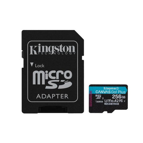 Kingston Technology Scheda microSDXC Canvas Go Plus Gen4 200MB/s A2 U3 V30 da 256 GB + adattatore