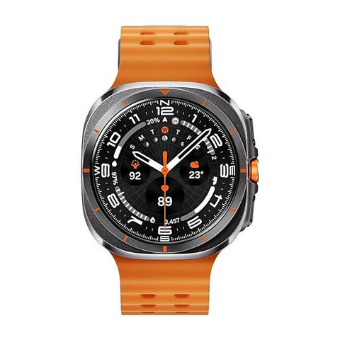 Samsung Galaxy Watch Ultra - 47 mm - titanfarben grau - intelligente Uhr mit Marineband - Gummi - Orange - Bandgr??e: S/M/L - Anzeige 3.73 cm (1.5")