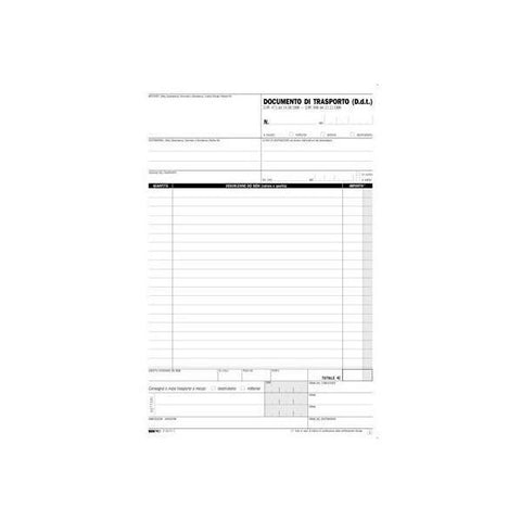 EDIPRO BLOCCO DOCUMENTO DI TRASPORTO AUTOCOPIANTE 3 COPIE 230X148MM 99 FOGLI CONF 10 Pz.