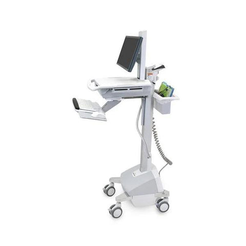 Ergotron StyleView EMR Cart with LCD Pivot, LiFe Powered, EU Alluminio, Grigio, Bianco Pannello piatto Carrello multimediale (Ergotron carrello monitor alimentato Styleview carrello monitor con batte