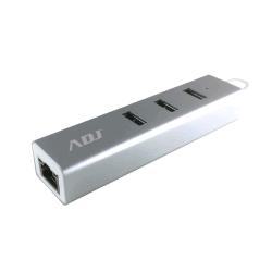 ADJ HUB MULTIPORTA USB 3.0 3P ADATTATORE TYPE-C SL 3xUSB 3.0 + RJ45 ADJ SILVER
