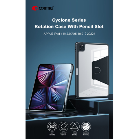 Comma Cover per iPad 10 10.9 2022 con rotazione e supporto Viola