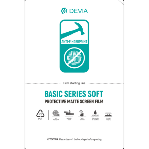 Devia Pellicole 12x18 Anti Shock e Impronte Opaca Basic Soft 50 pz