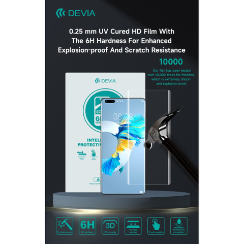 Devia Pellicole Trasparente 0,25mm UV 6H Ideale schermi Curvi scatola da 20 pezzi