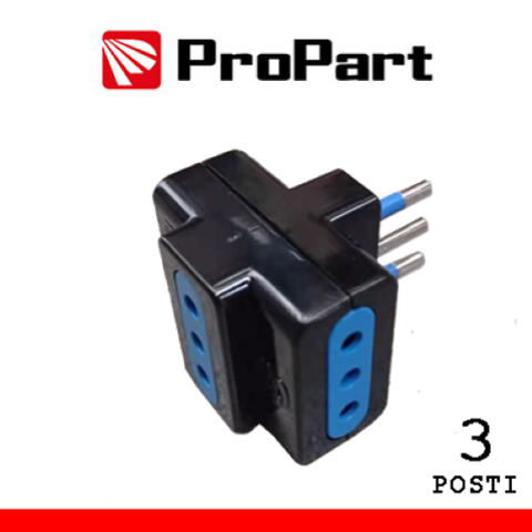 ProPart Adattatore triplo 3pos 10A spina10A polybag nero