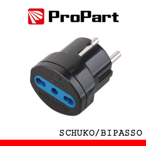 ProPart Adattatore bipasso spina schuko nero bolsa de plástico