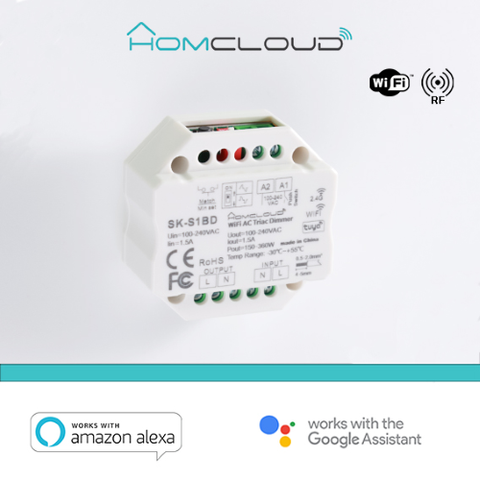 Regulador de intensidad inteligente Homcloud Modulo 220V CA Triac 1CHx1.5A Wi-Fi+RF 2.4G