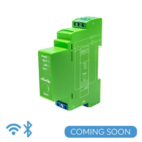 Regulador de intensidad Shelly Pro 1PM - Regulador de intensidad inteligente IP de 1 canal LAN/WiFi/BT + PM