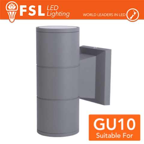 Applique portalampada 2 vie, GU10 IP54 - GRIGIO