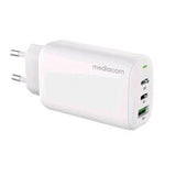 MEDIACOM PD FAST CHARGER 65W 1 USB + 2 TYPE-C WHITE
