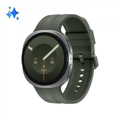 Samsung Galaxy Watch9 - 44 mm - silber - intelligente Uhr mit Sportband - Olive - Bandgr??e: M/L - Anzeige 3.73 cm (1.47")
