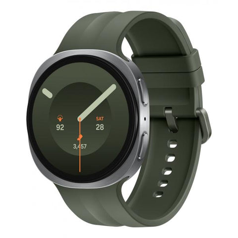 Samsung Galaxy Watch9 - 44 mm - silber - intelligente Uhr mit Sportband - Olive - Bandgr??e: M/L - Anzeige 3.73 cm (1.47")