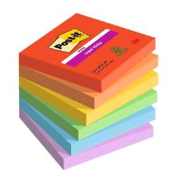 3M POST-IT SUPER STICKY PLAYFUL BLOCCHETTO 90 FOGLI 76X76 mm COLORI ASSSORTITI CONF 6 Pz.