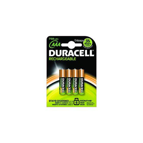 DURACELL RECHARGE PLUS BATTERIA MINI STILO AAA RICARICABILE NIMH 750MAH CONF. 4 PZ.