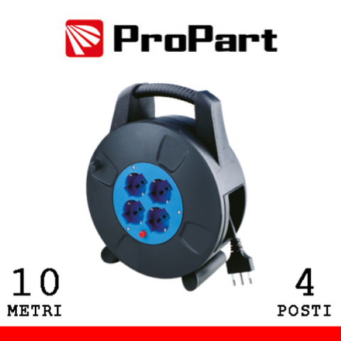 PROPART AVVOLGICAVO 4POS BIPASSO/SCHUKO 10METRI CON PROTEZ. TÉRMICA