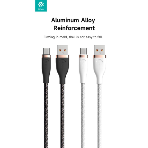 DEVIA CAVO INTRECCIATO DA USB A TIPO-C 2,4 A, 1,5 METRI NERO