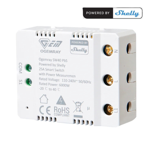 SHELLY OGEMRAY SMART RELAY 25A - REL INTELLIGENTE OGEMRAY 25A