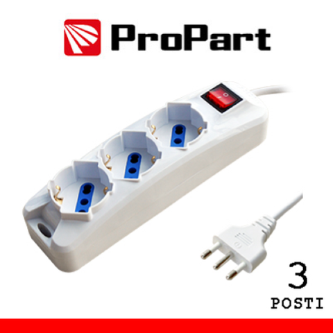 PROPARTE MULTIPRESA 3POS BIPASSO/SCHUKO SPINA16A +INTERR.
